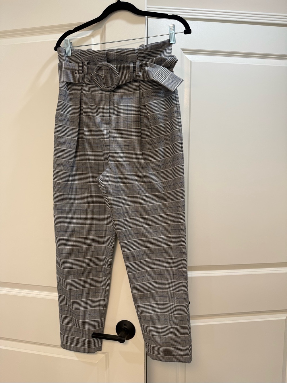 & Other Stories High-Waist Plaid Paperbag Trousers - Gray